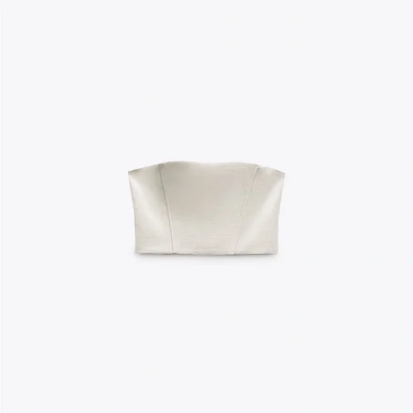 Zara Pearl Gray Satin Effect Crop Top - Picture 10 of 12